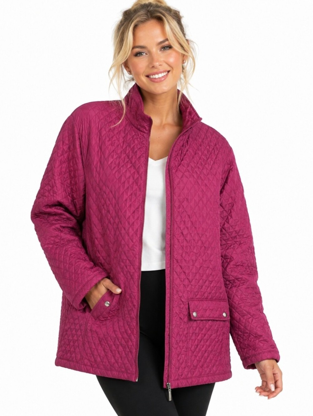 Jane Ashley Plus Size Quilted Berry Women's Lightweight Jacket (Sz:3x )